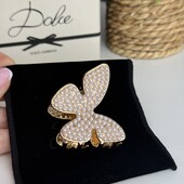 Нова! Шикарна металева заколка крабик у вигляді метелика в перлинах