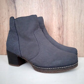 Німецькі ботильйони Rieker, утеплені черевики, жіночі чоботи сірі, зима демі, р. 36