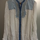 Блузка комбинированная,натуральная ткань.