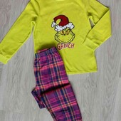 Primark + Next брендовый теплый пижамный комплект флис + фланель на рост 140 см