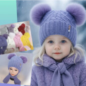 Тепла шапка з шарфом-вушками.На повному флісі.2кольори