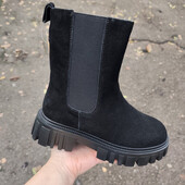 Натуральна замша/натуральне хутро. Класні черевики/челсі❄️Зима!❄️36-23см 37-23,5см 39-24,5см