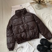Трендова курточка з екошкіри у кольорі шоколад