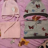 шапочки для девочки тёплая шапка 