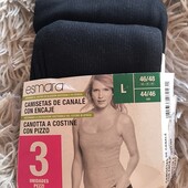 3 шт. Женская майка на тоненьких брительках от Esmara, L, рубчик , набор 3 шт.