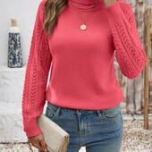 Нежный мягенький джемпер, свитер, гольф с ажурными рукавами, р. l, наш 44-50