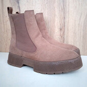 Нові стильні челсі, бежеві черевики, демі чоботи на масивній платформі, весна осінь, р. 37