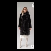 Чорна єкошуба норка, з капюшоном