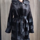 Норкова натуральна шуба з капюшоном і по