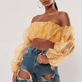 Помаранчевий топ блуза з органзи, М