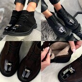 36-41 рр демі/зима черевики натуральна замша/шкіра чорний, шоколад.