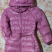 Зимова куртка для дівчинки пуховик з капюшоном довга рожева