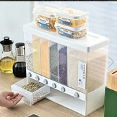 Органайзер для сипких продуктів Assorted Grain Rice Bucket Диспенсер, з кнопкою дозатором для круп 6