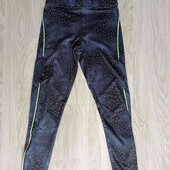 спортивные женские леггинсы/лосины цвет синий в принт размер XS S