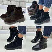 36-41 рр ботильйони натуральна замша/шкіра чорний, шоколад.