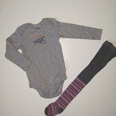 Котоновий бодік+ колготи lupilu 86/92p