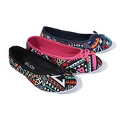 Яскраві балетки човники в фантазійний принт з тканини