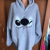 Меховушка, плюшева туника, кофта, худи, L-XL. стич. Disney, слип, пижама, в ідеалі