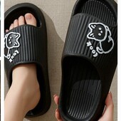 Шлёпанцы сланцы с котиками чёрные стелька 24,5 см.