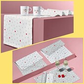 Набір - Білий раннер та чотири двосторонні серветки, Tchibo