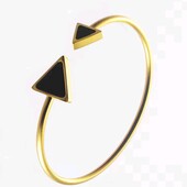 Браслет жорсткий, манжет, стріла, стріли, трикутник, медзолото, чорна емаль