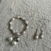 Новинка!Красивый набор из речного жемчуга,браслет и серьги