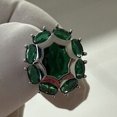 Супер!Красивейшие крупные серьги с яркими белыми цирконами,под сапфир,размер 2см/1.5см