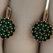 Новинка! Шикарные серьги, очень яркие ,позолота 585 пробы, высота1.9см/1.2 см