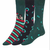 Лот=3шт. Чоловічі новорічні шкарпетки Livergy р.43-46, комплект з 3-х штук