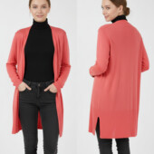 Трикотажний кардиган на пишні форми в персикових відтінках.