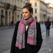 Рожевий леопард шарф палантин, розмір 180х75 см