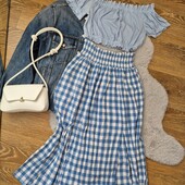 Гарнюча спідничка в клітинку, розрізи + топ без дефектів ❤️