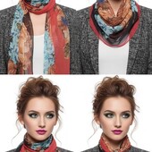 Идея для подарка! Легкий шикарный шарф- натуральный шелк!! Яркий, эффектный аксессуар.175Х50см.