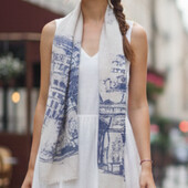 Голубий Париж! Гарний шарф палантин, віскоза, 175х65 см