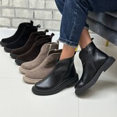 36-41 рр черевики натуральна замша/шкіра чорний, шоколад, капучино.