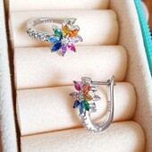 Серебряные серьги Цветок серебро 925 пробы