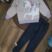 Набір/комплект лосіни на мєху і светрик оверсайз 6-8 років