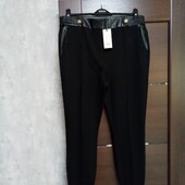 Новые брендовые трикотажные брюки-скинни с вставками эко-кожи р.14-16.