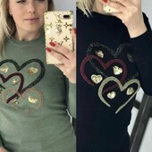 Женские кофты тонкая вязкая цвет на выбор черный/оливка