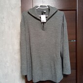 Новый теплый свитер на замочке р.16-20 оверсайз.