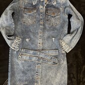 Подовжена джинсовка плащ