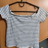 Укорочений бавовняний топ в рубчик(H&M), XS/S