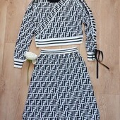 Fendi костюм лого светр+спідниця 30% tencel 60%modal 36-38-розмір
