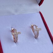 Красивые серьги крестики с фианитами. Можно деткам. Позолота 585 пробы 18К.