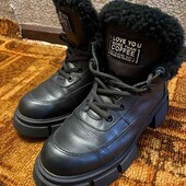 зимові кожані ботинки
