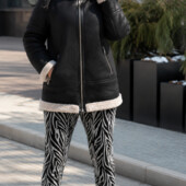 ❤️Брендовая черная экозамши глазированная на меху дублёнка новая❤️Америка.Оригинал!Пог.56см.Поб.58см