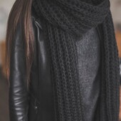 Чорний шарф крупної в’язки ladies scarf