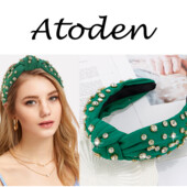 Пов'язка-обруч-обідок(в стилі чалма) Atoden Green Rhinestone