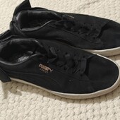 Замшеві кеди puma 37p з атласним бантом, на резинках шнурках