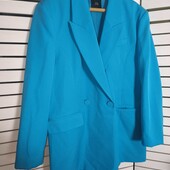 River island uk14 бірюзовий оверсайз піджак двобортний